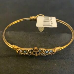Luca + Danni Gold-Tone Anchor Bracelet with Blue Crystal Accents